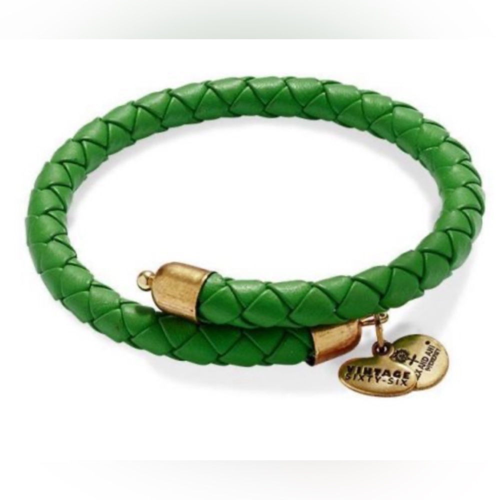 ALEX & ANI || Palm Green Braided Leather Wrap Bracelet